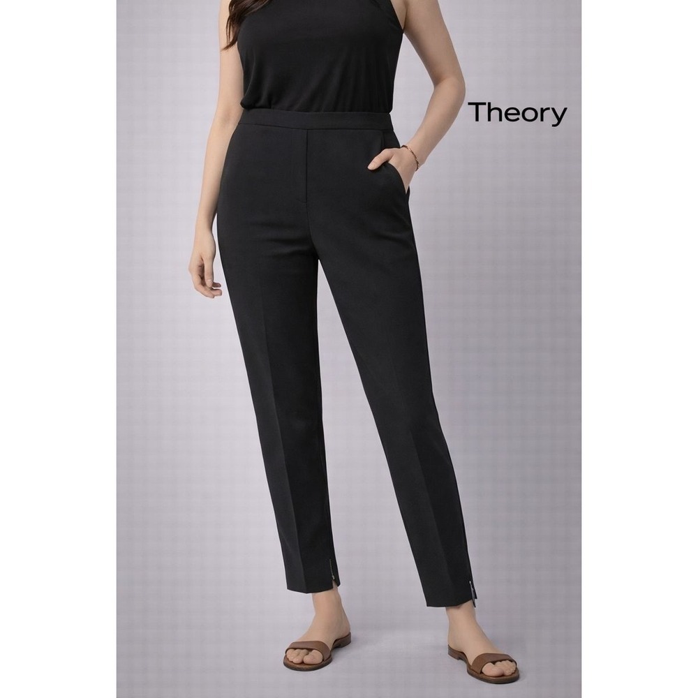 Theory Black Wool Blend‎ Dress Pants Size 6 Straight Leg Made in USA